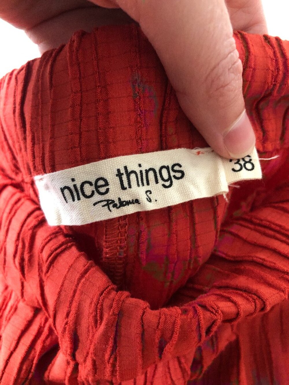 Red Textured Easy Pants - Picture 7 of 7